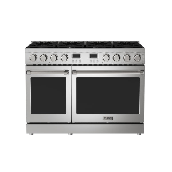 THOR Kitchen Contemporary 48" Natural Gas Range with Convection Oven and 8 Sealed Burners in Stainless Steel- ARG48