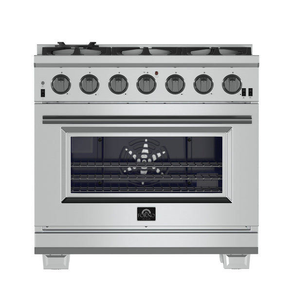 FORNO Capriasca 36" 5.36 cu. ft. Gas Range with 6 Italian Burners, Stainless Steel- FFSGS6260-36
