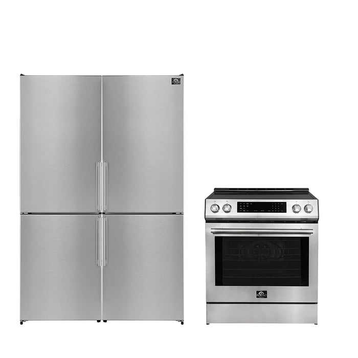 FORNO Premium 2-Piece Kitchen Bundle - Donatello 30" Induction Range, Guardia 46.8" Bottom Freezer Refrigerator, FBDL-008-01CAUS