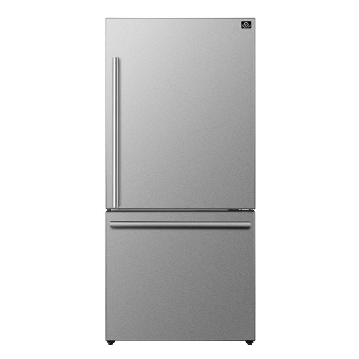 FORNO Milano Espresso 31" Stainless 17.2 cu. ft. Right Swing Bottom Freezer Refrigerator, FFFFD1785-31S