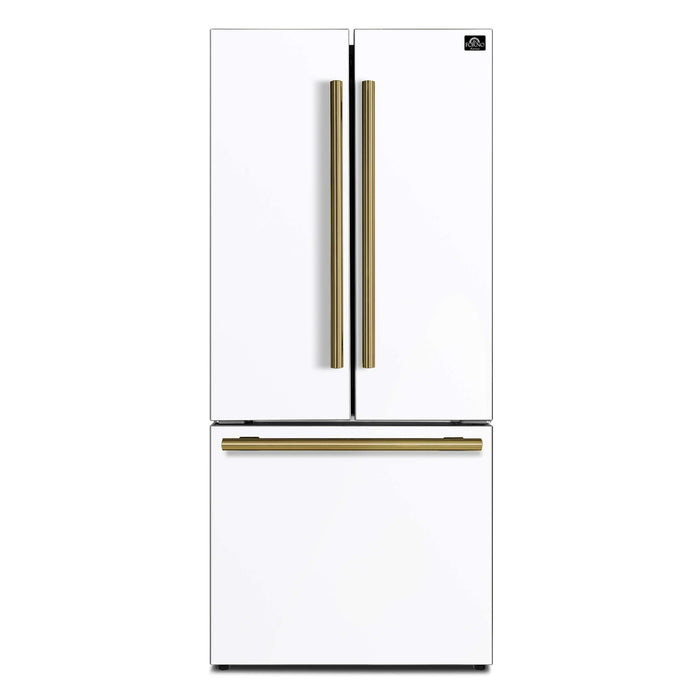 FORNO Gallipoli Espresso 30"-Wide White French Door Refrigerator with Bottom Freezer 17.5 Cu. Ft. Capacity - No Frost with Ice Maker, FFFFD1974-31WHT