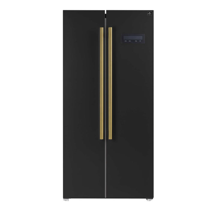 FORNO Salerno Espresso 33" Side-by-Side 15.6 Cu.Ft. Black Refrigerator, FFRBI1805-33BLK