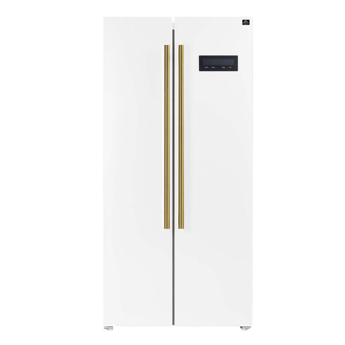 FORNO Salerno Espresso 33" Side-by-Side 15.6 cu. ft White Refrigerator, FFRBI1805-33WHT