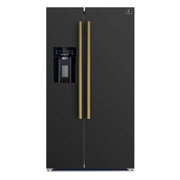 FORNO Salerno Espresso 36" Side-by-Side Black Refrigerator 20 cu. ft, FFRBI1844-36BLK