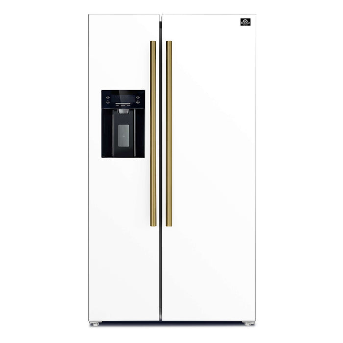 FORNO Salerno Espresso 36" Side-by-Side White Refrigerator 20 cu.ft, FFRBI1844-36WHT