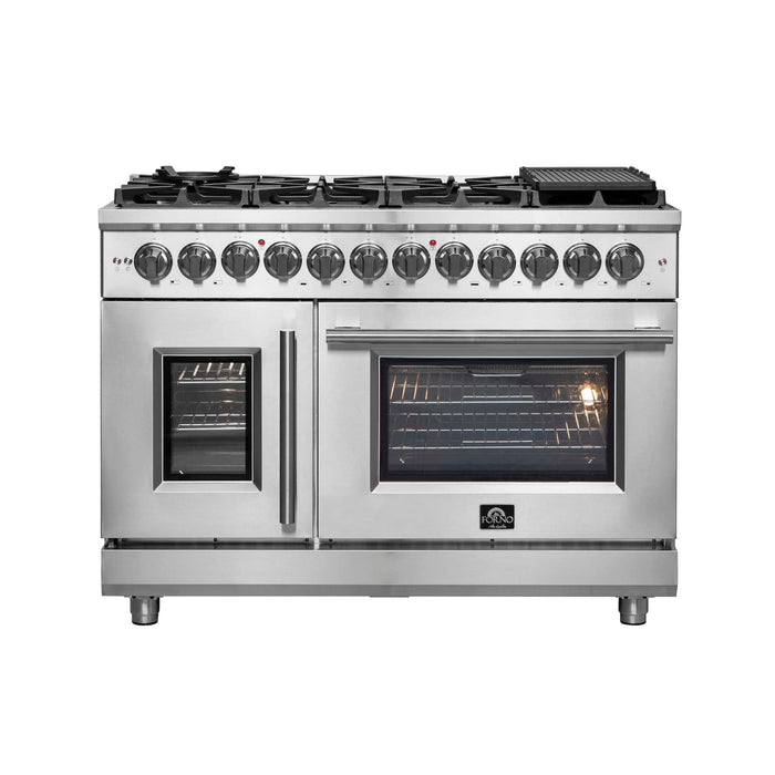 FORNO Massimo 48" Freestanding French Door Dual Fuel Range, FFSGS6325-48