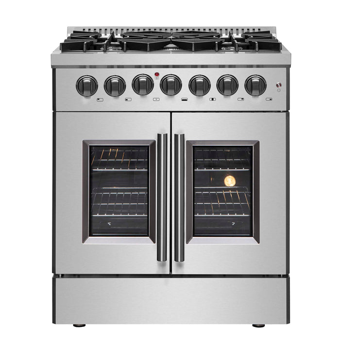 FORNO Galiano 30" Freestanding French Door Dual Fuel Range, FFSGS6356-30