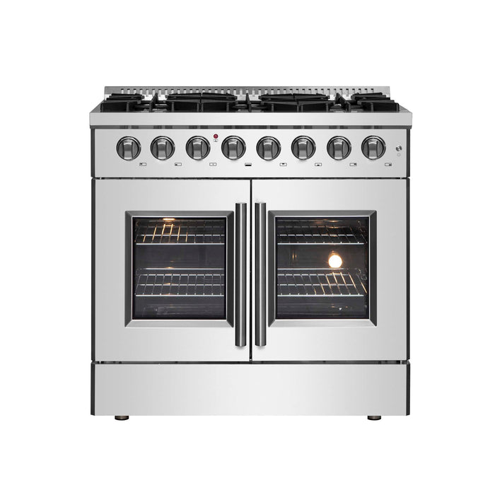 FORNO Galiano 36" Freestanding French Door Dual Fuel Range, FFSGS6356-36