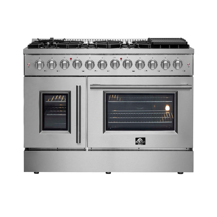 FORNO Galiano 48" Freestanding French Door Series Dual Fuel Range, FFSGS6356-48