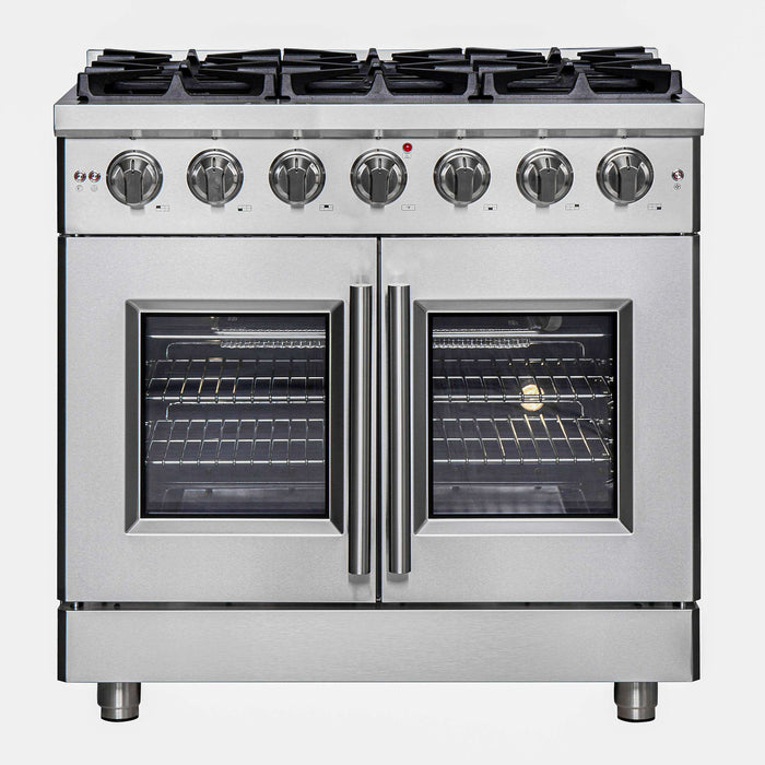 FORNO Massimo 36" Freestanding French Door Gas Range, FFSGS6439-36
