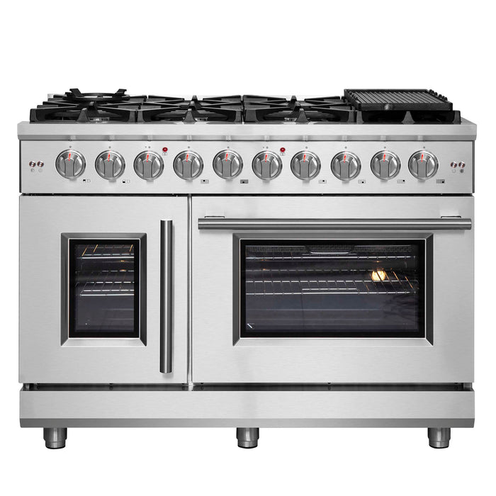 FORNO Massimo 48" Freestanding French Door Gas Range, FFSGS6439-48
