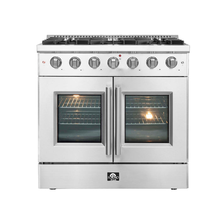 FORNO Galiano 36" Freestanding French Door Gas Range, FFSGS6444-36