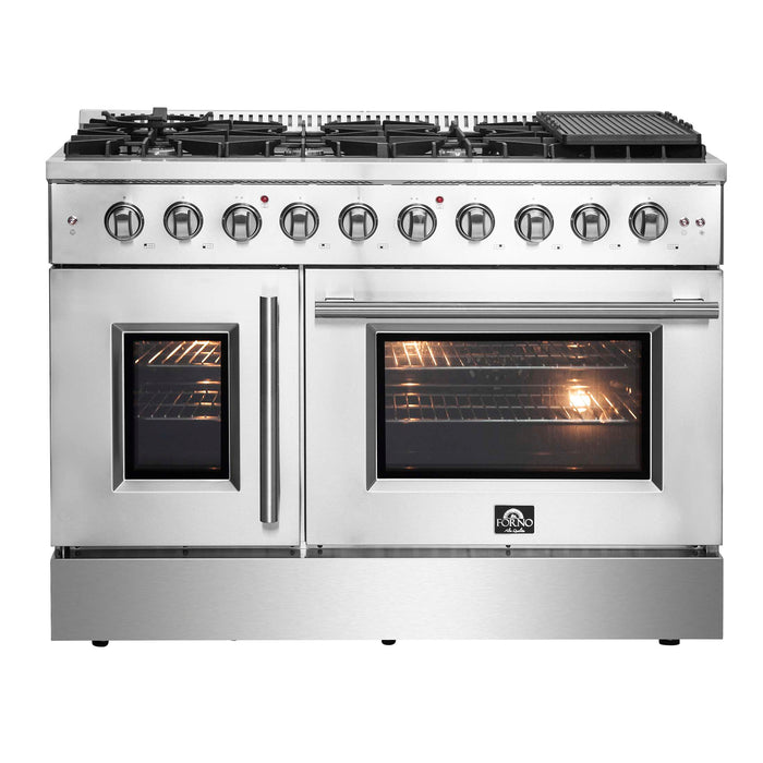 FORNO Galiano 48" Freestanding French Door Gas Range, FFSGS6444-48
