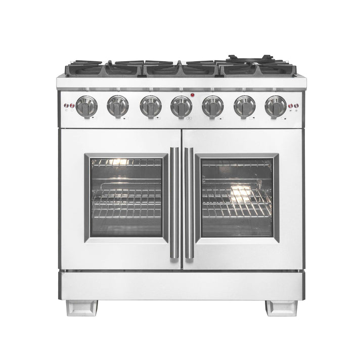 FORNO Capriasca 36" Freestanding French Door Gas Range, FFSGS6460-36
