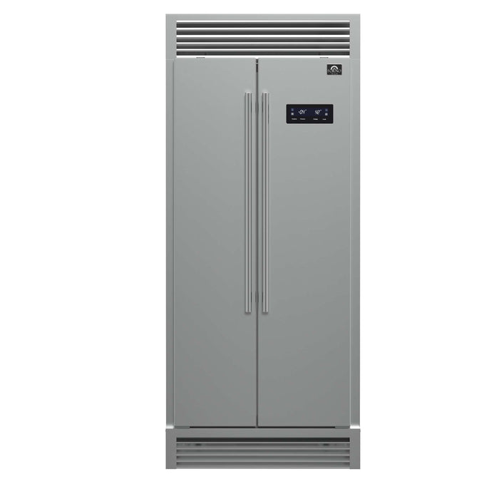FORNO Salerno 33" Built-in Stainless Steel Refrigerator 15.6 cu. ft - With Decorative Grill - 37"es Wide, FFRBI1805-37SG