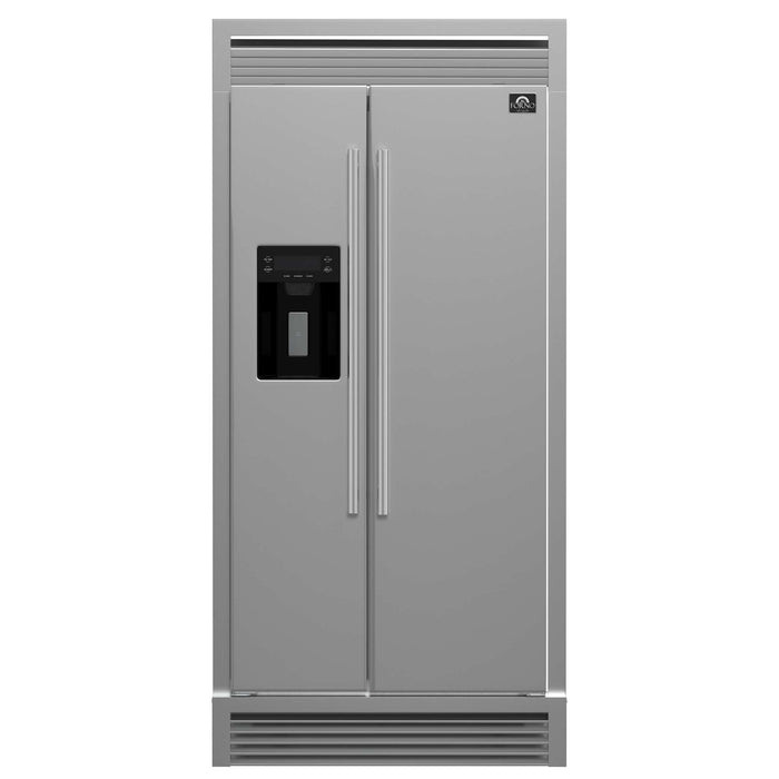 FORNO Salerno 36" Built-in Stainless-Steel Refrigerator 20 cu. ft with Decorative Grill - 40 " Wide, FFRBI1844-40SG