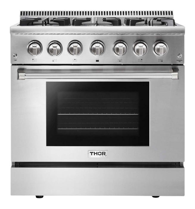 THOR Kitchen 36 in. Sealed 6 Burner Professional Dual Fuel Range in Stainless Steel, LP Gas- HRD3606ULP