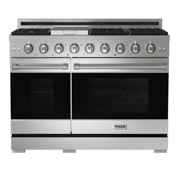 Thor Kitchen Gordon Ramsay Series 48 in. Professional Gas Range with Double Oven in Stainless Steel, RSG48E
