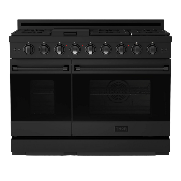 Gordon Ramsay by THOR Kitchen 48 in. Professional Gas Range with Double Oven in Black- RSG48EB