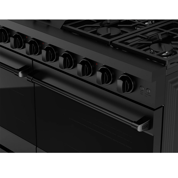Gordon Ramsay by THOR Kitchen 48 in. Professional Gas Range with Double Oven in Black- RSG48EB