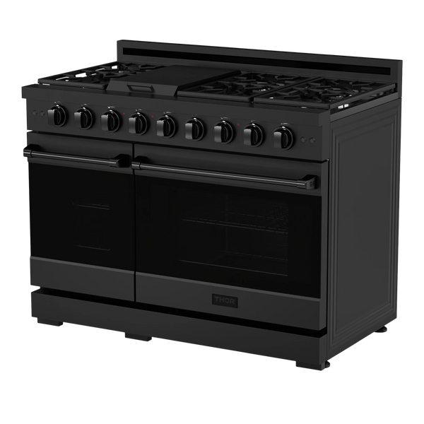 Gordon Ramsay by THOR Kitchen 48 in. Professional Gas Range with Double Oven in Black- RSG48EB