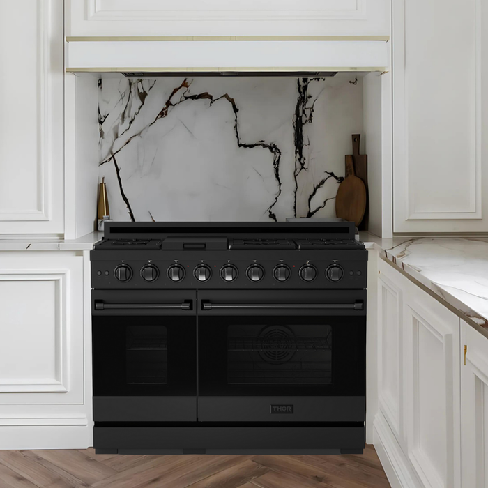 Gordon Ramsay by THOR Kitchen 48 in. Professional Gas Range with Double Oven in Black- RSG48EB