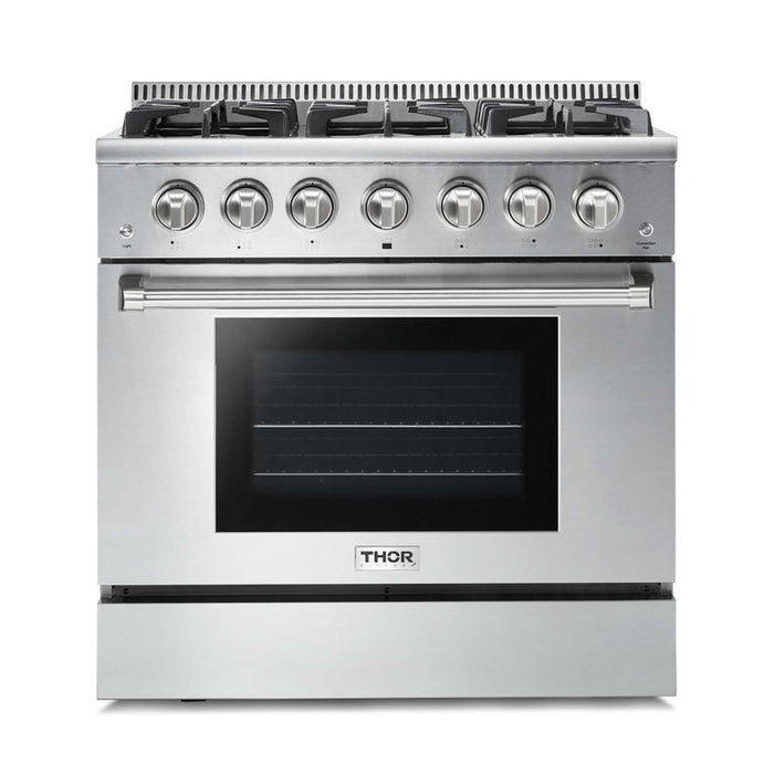 Thor Kitchen 36 in. 5.2 cu.ft. Professional Stainless Steel Sealed 6 Burner Gas Range, HRG3618U