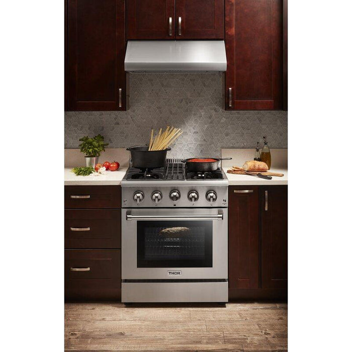 THOR Kitchen 30 in. Sealed 4 Burner Professional Dual Fuel Range in Stainless Steel- HRD3088U