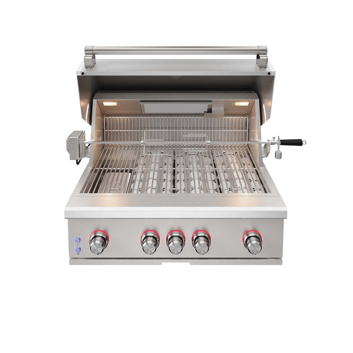 THOR Kitchen 36" Freestanding Professional Propane Gas Grill Head with 4 Burners and Rotisserie Kit - TPG3601-G
