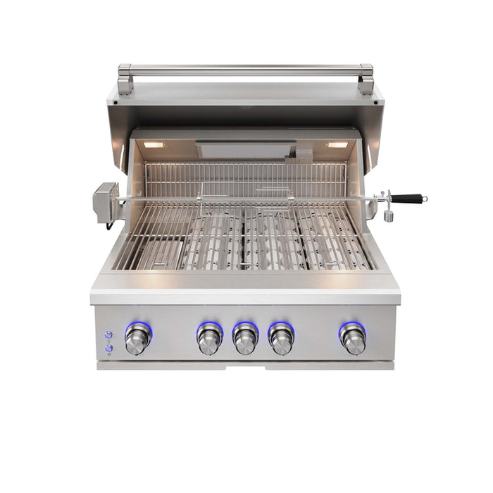 THOR Kitchen 36" Freestanding Professional Propane Gas Grill Head with 4 Burners and Rotisserie Kit - TPG3601-G