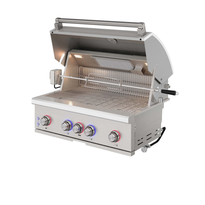 THOR Kitchen 36" Freestanding Professional Propane Gas Grill Head with 4 Burners and Rotisserie Kit - TPG3601-G
