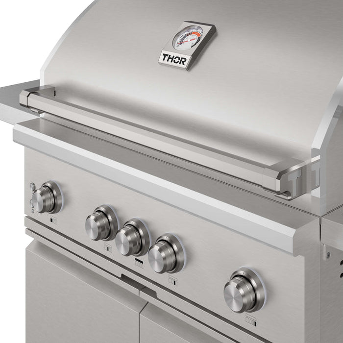 THOR Kitchen 36" Freestanding Professional Propane Gas Grill and Cart with 4 Burners and Rotisserie Kit - TPG3601