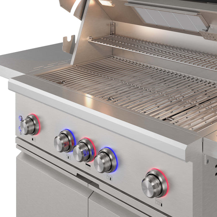 THOR Kitchen 36" Freestanding Professional Propane Gas Grill and Cart with 4 Burners and Rotisserie Kit - TPG3601