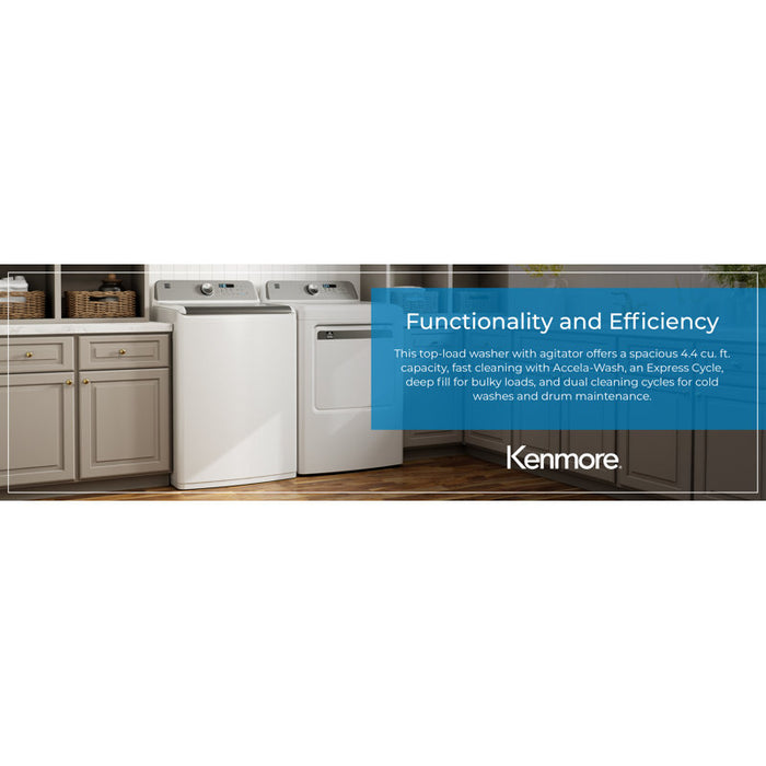 Kenmore, 4.4 cu. ft. Top-Load Washer with Triple Action® Agitator- White, KM2629162