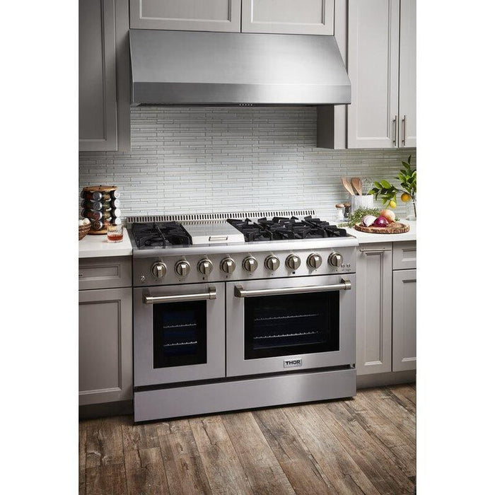 THOR Kitchen 48 in. Sealed 6 Burner Professional Dual Fuel Range with Griddle in Stainless Steel, LP Gas- HRD4803ULP