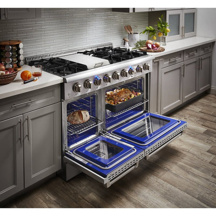 THOR Kitchen 48 in. Sealed 6 Burner Professional Dual Fuel Range with Griddle in Stainless Steel, LP Gas- HRD4803ULP