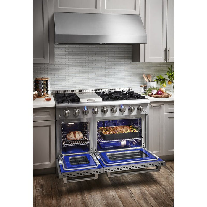 THOR Kitchen 48 in. Sealed 6 Burner Professional Dual Fuel Range with Griddle in Stainless Steel, LP Gas- HRD4803ULP