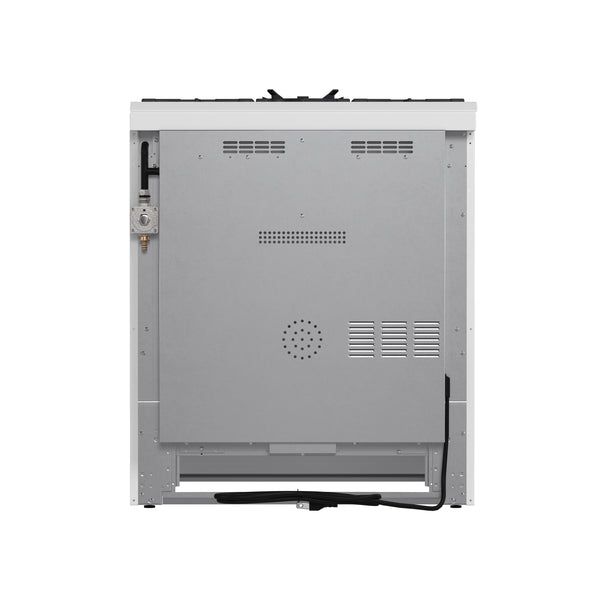 FORNO Espresso Leonardo 30" 5 cu. ft. Gas Range in White with Antique Brass Handles (and silver handles), FFSGS1116-30WHT
