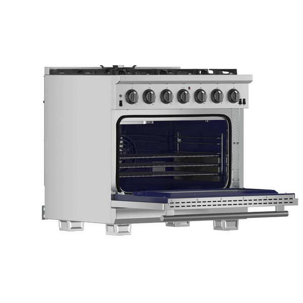 FORNO Capriasca 36" 5.36 cu. ft. Gas Range with 6 Italian Burners, Stainless Steel- FFSGS6260-36