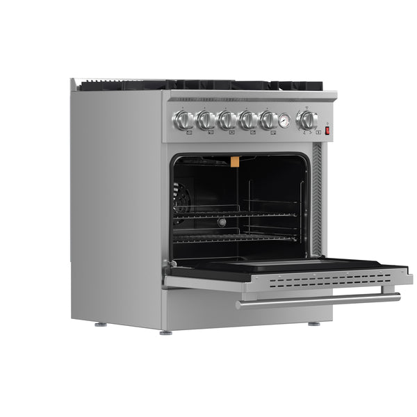 Giovanni 30-inch Gas Range Stainless Steel, 5 Burners 67,000 BTU, 4.32 cu.ft. Convection Oven, FFSGS6274-30