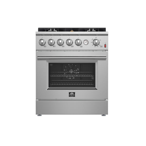 Giovanni 30-inch Gas Range Stainless Steel, 5 Burners 67,000 BTU, 4.32 cu.ft. Convection Oven, FFSGS6274-30