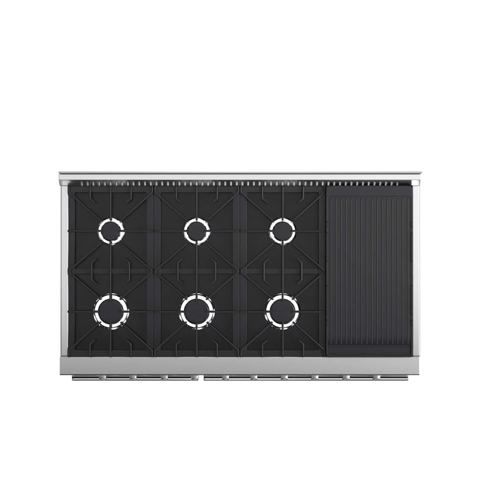 FORNO Premium 3-Piece Kitchen Bundle - 48 Inch Gas Range, Wall Mount Range Hood, 60 Inch Refrigerator, FBDL-018-02US