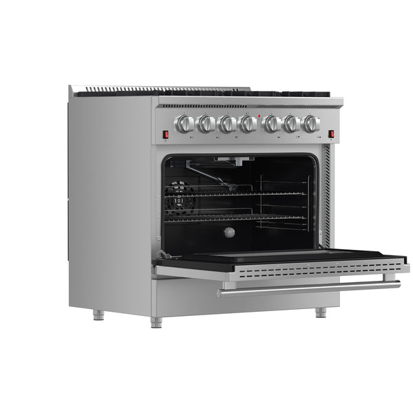 Forno Galiano 36" Freestanding Gas Range with 6 Italian Burners in Stainless Steel, FFSGS6244-36