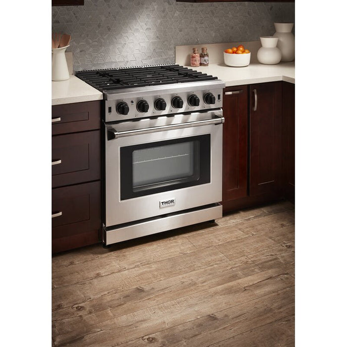 THOR Kitchen 30 in. Sealed 5 Burner Professional Gas Range in Stainless Steel, LP Gas- LRG3001ULP