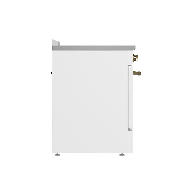 FORNO Paolo 30" Freestanding Electric Range in White, 4.38 cu.ft. with Antique Brass Handles, FFSEL6011-30WHT