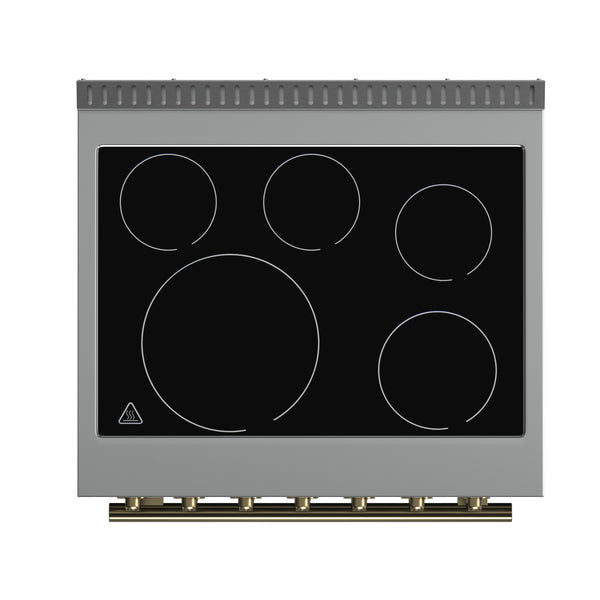 FORNO Paolo 30" Freestanding Electric Range in White, 4.38 cu.ft. with Antique Brass Handles, FFSEL6011-30WHT