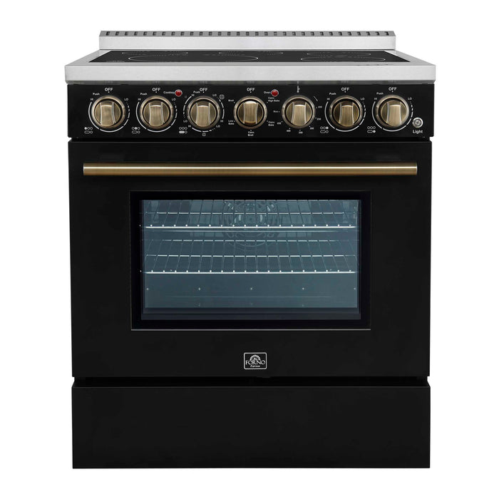 Forno Paolo 30" Freestanding Electric Range in Black, 4.38 cu.ft. True Convection Oven, FFSEL6011-30BLK