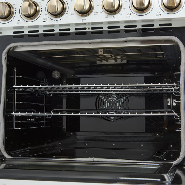 FORNO Paolo 30" Freestanding Electric Range in White, 4.38 cu.ft. with Antique Brass Handles, FFSEL6011-30WHT