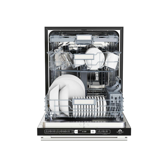 FORNO Espresso Bundle - 30" Electric Range, Under Cabinet Range Hood, 31" Refrigerator and 24" Dishwasher, FBDL-010-01US