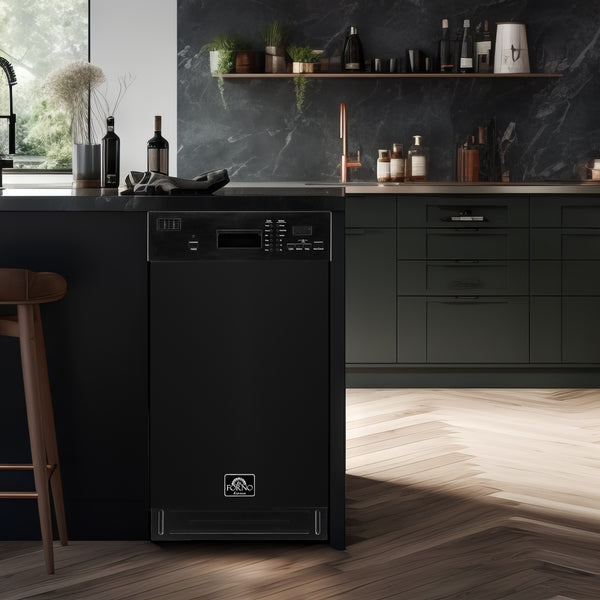FORNO Polo 18" Built-in Dishwasher in Black- FDWBI8041-18BLK